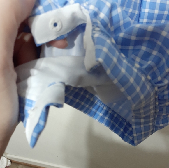 Blue gingham sailor collar romper by Orient Express size 12M - Picture 4 of 8